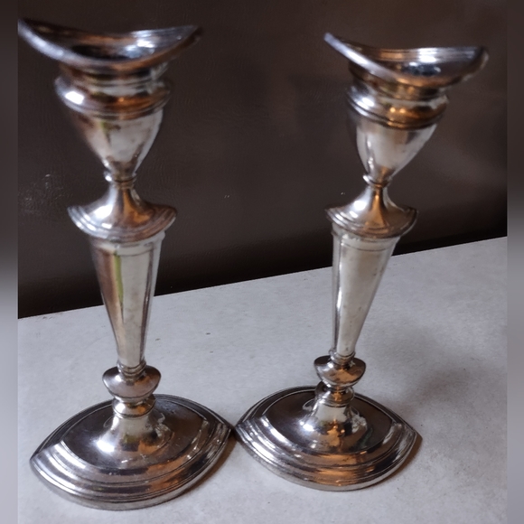 Derby 8" Silverplate Candleholders - Picture 1 of 3